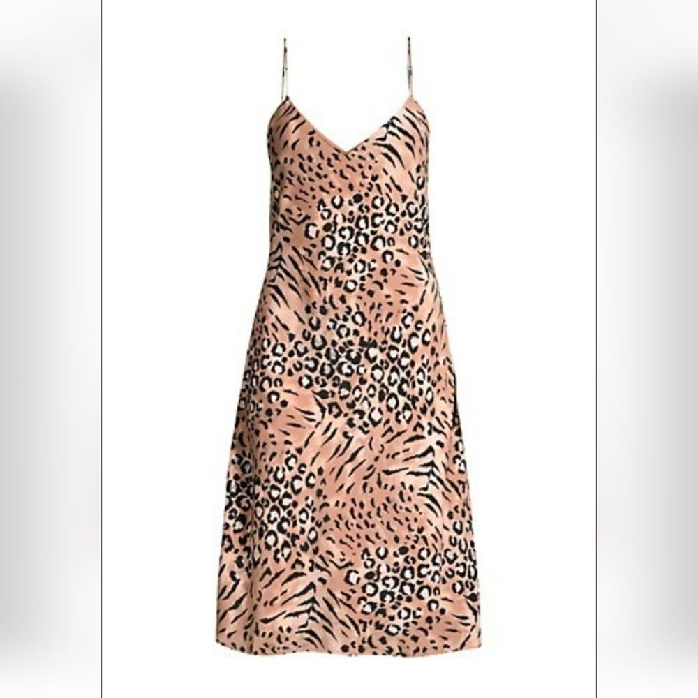Paige Cicely Silk Faded Leopard Print Slip Dress Size XS NWT Sleeveless Knee - Picture 2 of 12